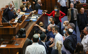 בלגן במליאת הכנסת (צילום: דני שם טוב, כנסת ישראל)