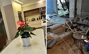 המשפחה שהביתה נהרס מפגיעת רקטה חוזרת הביתה (צילום: מתוך "חדשות הבוקר עם ניב רסקין", קשת 12)